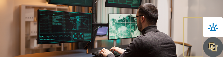 A comptia security plus graduate is looking at a computer screen