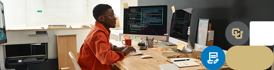 A guy is reading a code on his computer screen, compTIA security plus on Colorado's job market